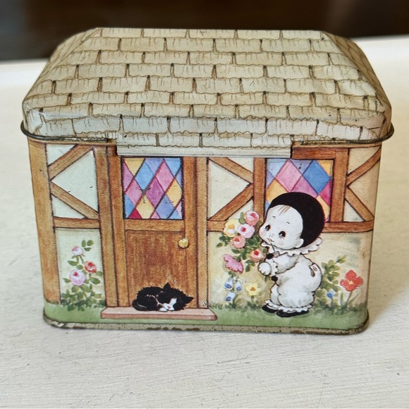 Vintage Morehead Inc Metal Tin Box Bank 1984 Enesco House Cottage Coin Bank - Picture 4 of 12
